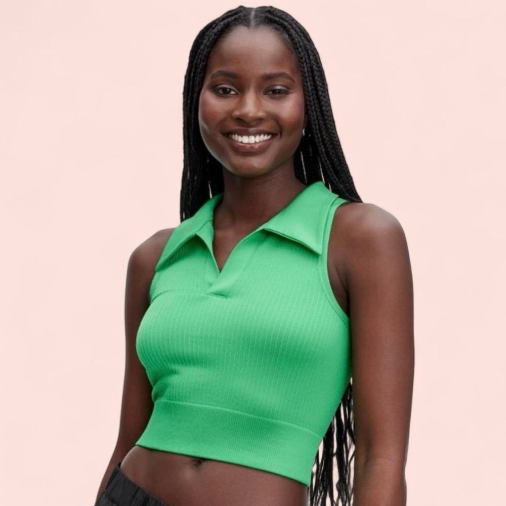 Diane von Furstenberg Ribbed Sleeveless Collared Women’s Tank Top
